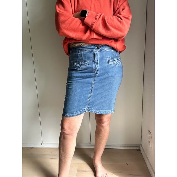 Anthropologie Denim Pencil Skirt Y2k Denim jeans Skirts leifsdottir Cotton - Picture 1 of 9